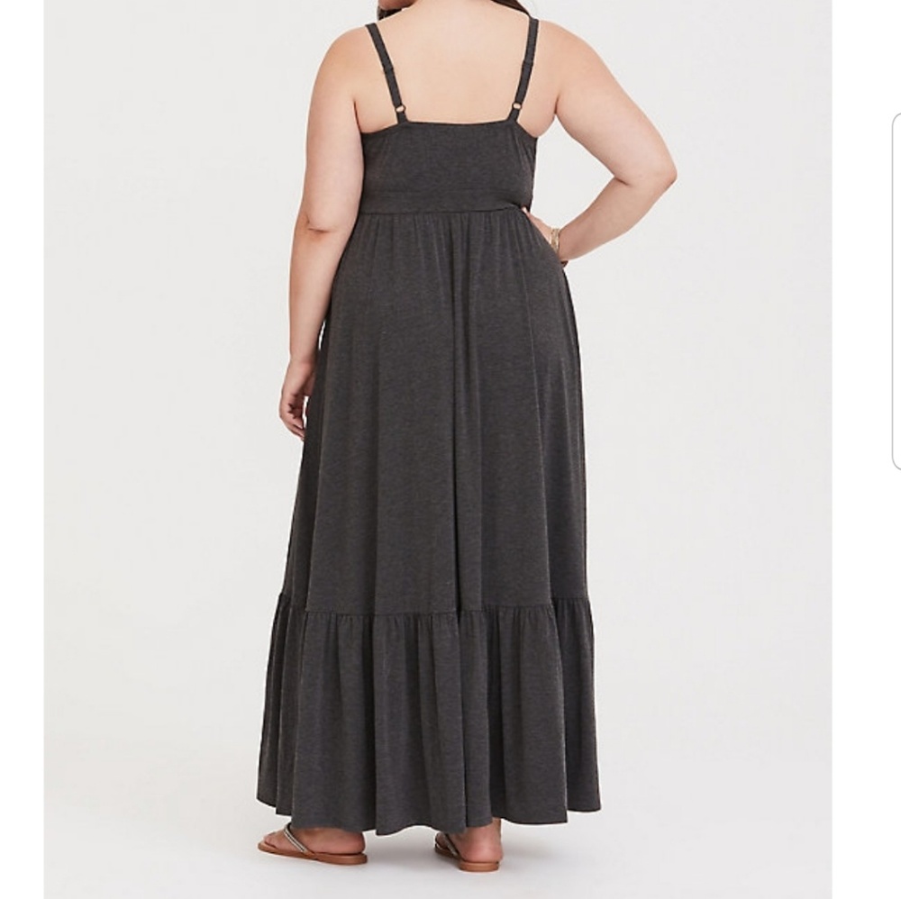 Grey Jersey Tiered Maxi Dress - Picture 2 of 3
